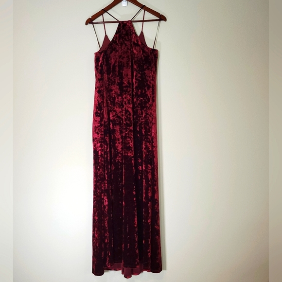 Nicole Miller Burgundy Velvet Maxi Dress 2 - Picture 4 of 7